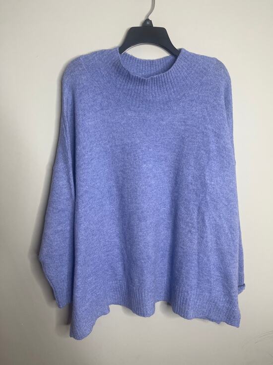 Mud Pie Sweaters - Mudpie Blue Mock Neck Wool Blend Sweater One Size